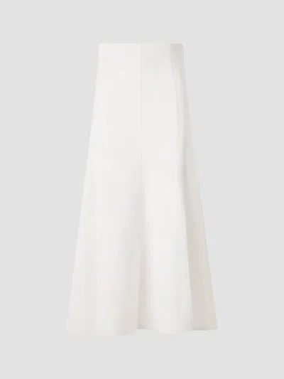 Akris Punto Stretch Denim A-line Midi Skirt In White