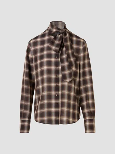 Akris Punto Women's Plaid Bow Collar Blouse In Multi