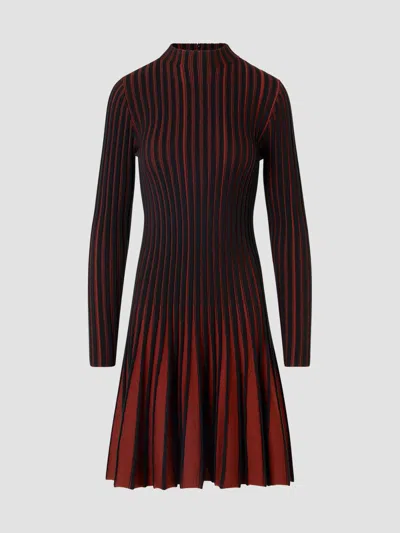 Akris Punto Ribbed Virgin Wool Dress In Multi