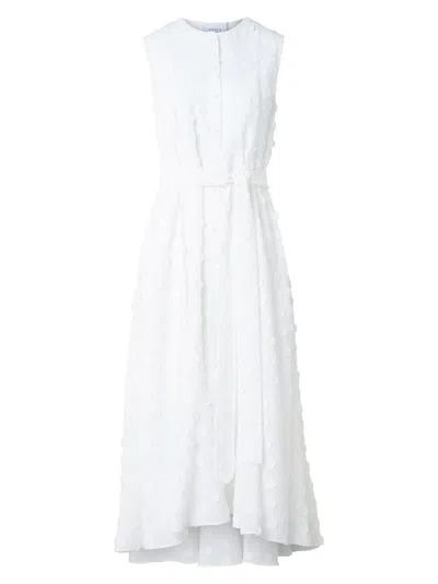 Akris Punto Women's Polka Dot Appliqué Georgette Midi-dress In White