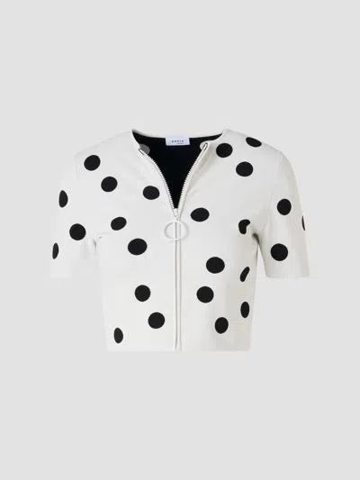Akris Punto Women's Polka Dot Crop Zip-front Cardigan In Cream Black
