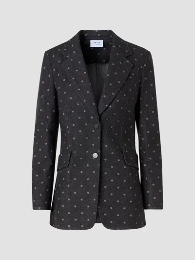 Akris Punto Polka-dot Stretch Denim Single-breasted Jacket In Black