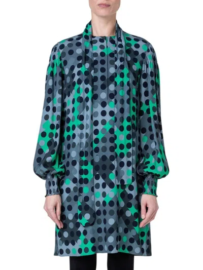 Akris Punto Women's Polka-dot Print Mini Dress In Blue Multi