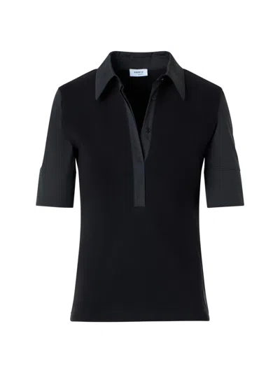 Akris Punto Women's Ribbed Stretch-jersey Polo Shirt In Black