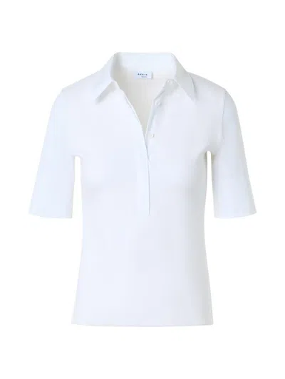 Akris Punto Women's Ribbed Stretch-jersey Polo Shirt In White