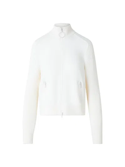 Akris Punto Women's Rib-knit Wool Zip Cardigan In Cream