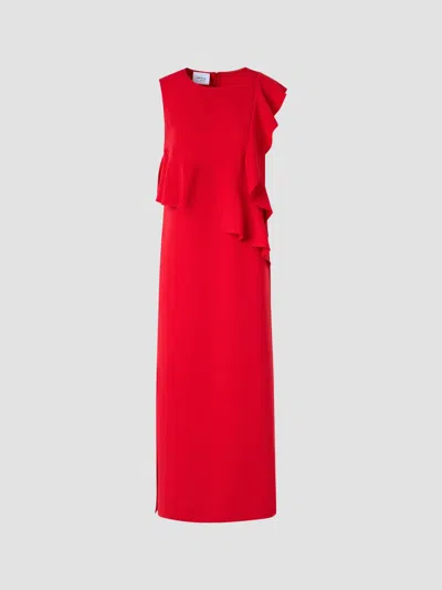 Akris Punto Sleeveless Flounce-detail Tunic Midi Dress In Red
