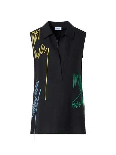 Akris Punto Women's Scribble A-line Tunic Blouse In Black