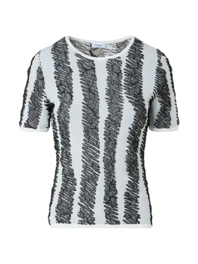 Akris Punto 3d Scribble Jacquard Knit Short-sleeve Sweater In Gray