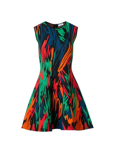 Akris Punto Scribble Jacquard Knit Sleeveless Mini Dress In Multi