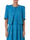 Akris Punto Women's Short-sleeve Silk-blend Jacket In Medium Blue