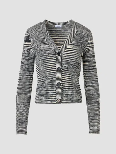 Akris Punto Space Dye Ribbed Merino Cardigan In Black