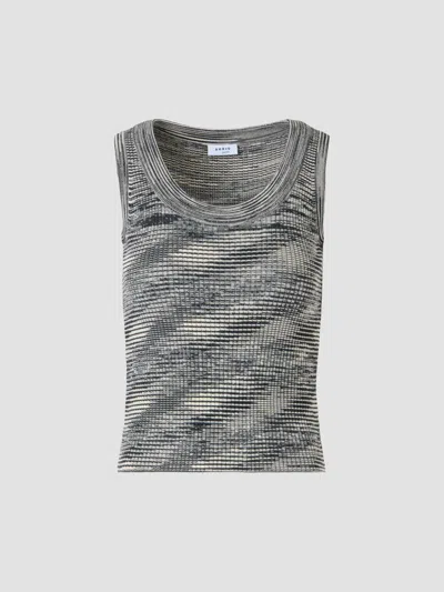 Akris Punto Scoop-neck Space Dye Merino Wool Rib Tank Top In Animal Print