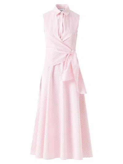 Akris Punto Women's Striped Cotton Poplin Midi-shirtdress In Pink