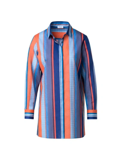 Akris Punto Women's Striped Cotton Shirt In Denim Multicolor