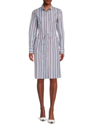 Akris Punto Women's Striped Knee Length Shirt Sheath Dress In Blue Multi