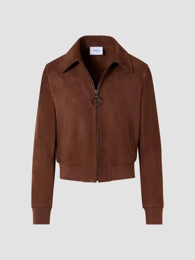 Akris Punto Women's Suede Bomber Short Jacket In Caramel