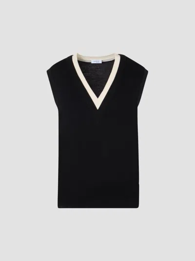 Akris Punto Women's Trompe L'oeil Virgin Wool Knit Top In Black