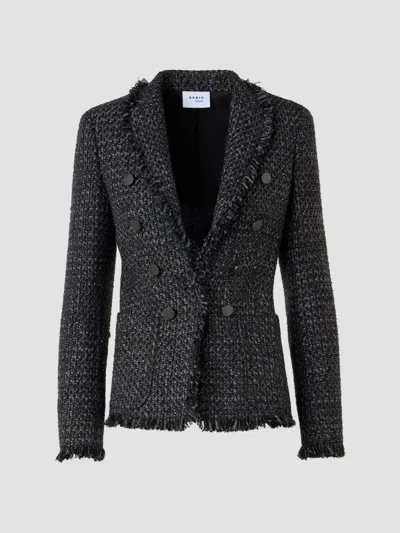 Akris Punto Fringe Cotton Blend Tweed Cutaway Jacket In Gray