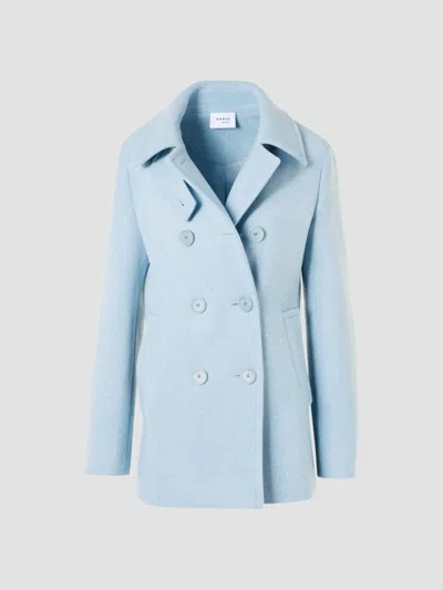 Akris Punto Women's Wool Double-breasted Peacoat In Light Blue