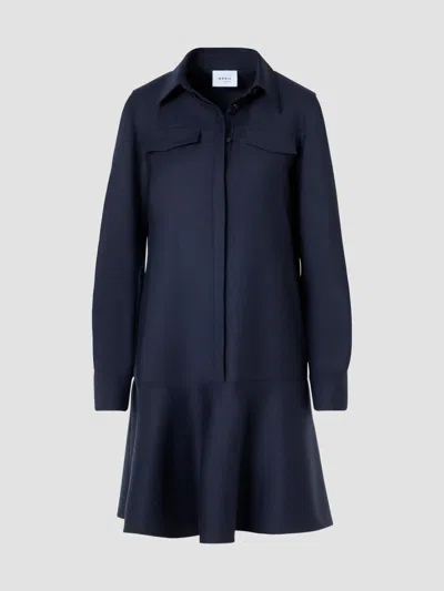 Akris Punto Women's Wool Flannel Mini Shirtdress In Navy