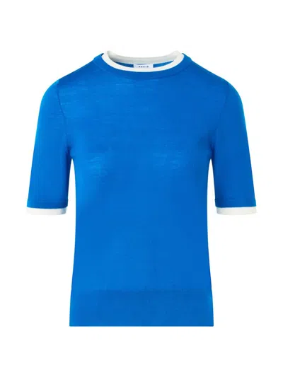 Akris Punto Women's Wool Trompe L'oeil Layered Sweater In Blue