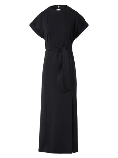 Akris Punto Women's Xl Dot Cutout Short-sleeve Belted Midi-dress In Black