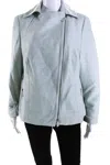 AKRIS PUNTO WOMENS GREEN SILK TEXTURED FULL ZIP LONG SLEEVE JACKET