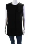 Akris Punto Womens Wool Crepe Button Up Crew Neck Vest Black In Black