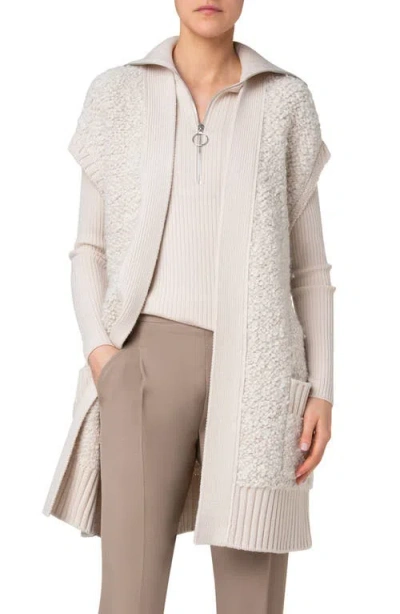 Akris Punto Wool & Alpaca Bouclé Short Sleeve Long Cardigan In Cream