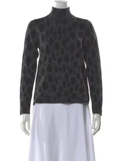 Pre-owned Akris Punto Wool Animal Print Sweater In Gray