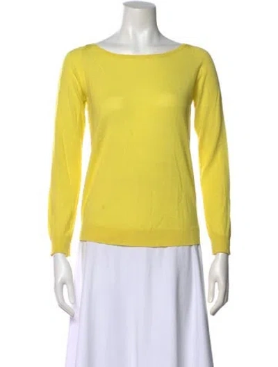 Pre-owned Akris Punto Wool Bateau Neckline Sweater In Yellow