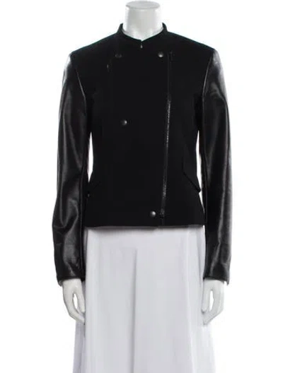Pre-owned Akris Punto Wool Biker Jacket In Black