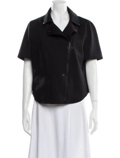 Pre-owned Akris Punto Wool Biker Jacket In Black