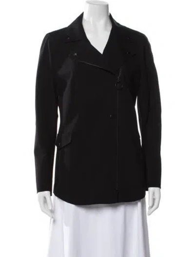 Pre-owned Akris Punto Wool Biker Jacket In Black