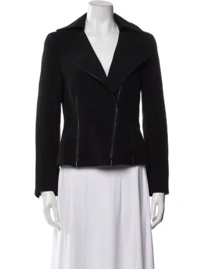 Pre-owned Akris Punto Wool Biker Jacket In Black