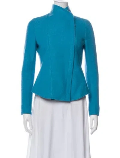 Pre-owned Akris Punto Wool Biker Jacket In Blue