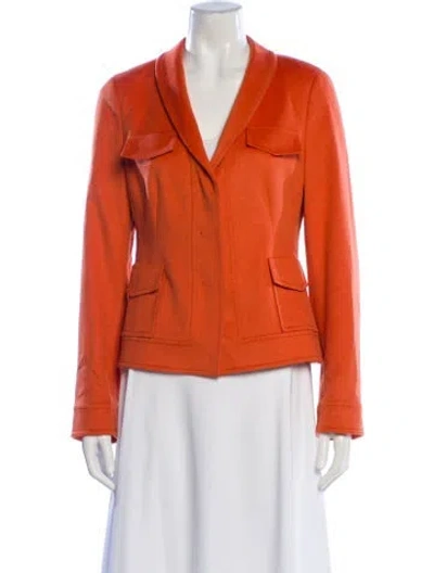 Pre-owned Akris Punto Wool Biker Jacket In Orange