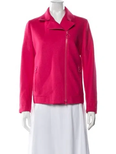 Pre-owned Akris Punto Wool Biker Jacket In Pink