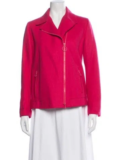 Pre-owned Akris Punto Wool Biker Jacket In Red