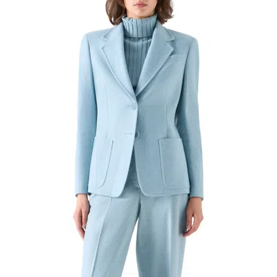 Akris Punto Wool Blend Flannel Tailored Blazer In Blue