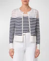 Akris Punto Wool Blend Kodak Stripes Knit Cardigan In Ink-cream