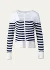 Akris Punto Wool Blend Kodak Stripes Knit Cardigan In Ink-cream
