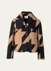 Akris Punto Houndstooth Boxy Crop Jacket In Black-caramel