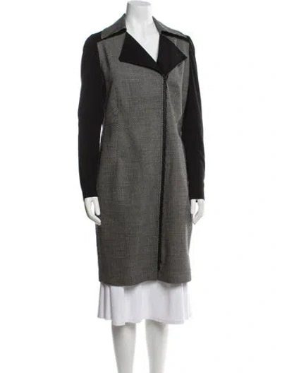 Pre-owned Akris Punto Wool Colorblock Pattern Coat In Black
