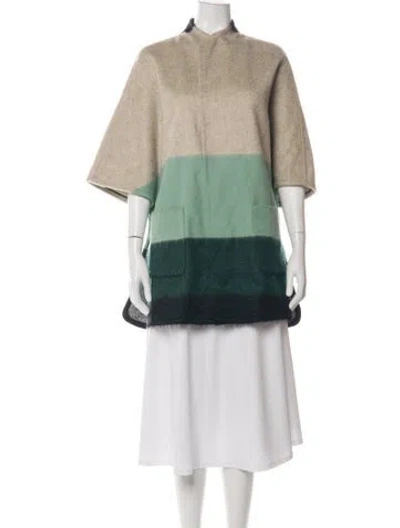 Pre-owned Akris Punto Wool Colorblock Pattern Coat In Green