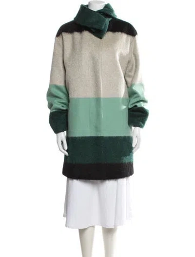 Pre-owned Akris Punto Wool Colorblock Pattern Coat In Green
