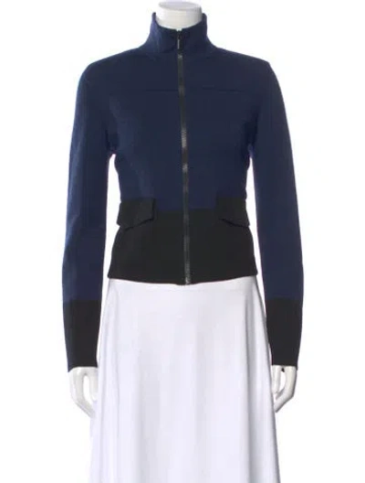 Pre-owned Akris Punto Wool Colorblock Pattern Sweater In Blue