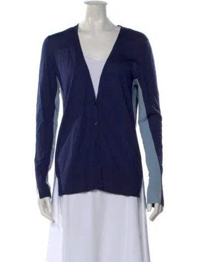 Pre-owned Akris Punto Wool Colorblock Pattern Sweater In Blue
