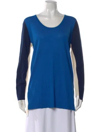 Pre-owned Akris Punto Wool Colorblock Pattern Sweater In Blue